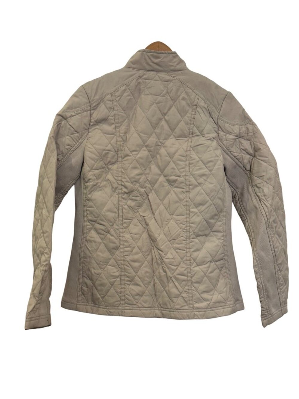 Quilted Beige Jacket With Snap Pockets & Funnel Neck A New Day M - Picture 2 of 7